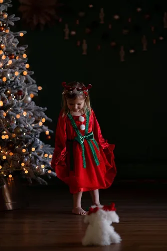 Vista 7 de ReliBeauty Disfraz de lujo de Navidad con banda de pelo de alce para niñas pequeñas