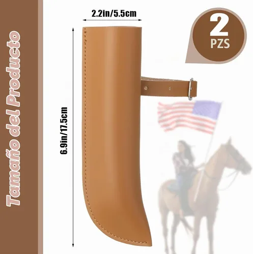Vista 2 de Woanger 2 Pcs Flag Boot for Saddle Stirrup, Leather, 7 X 2.2", Brown