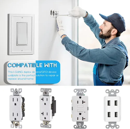 Vista 2 de Cubiertas para interruptores de luz, cubiertas de salida de tamaño mediano, cubiertas de placa de pared decorativas/GFCI, material de fibra de bambú