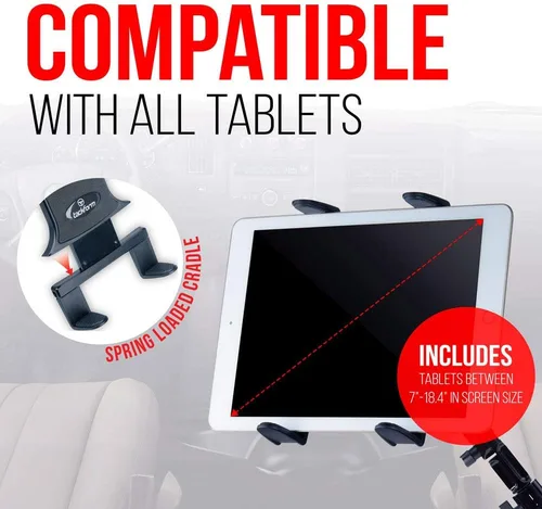 Vista 4 de Tackform Soporte para portavasos de tableta para automóvil o camión [Serie Enduro] Soporte ELD resistente - Brazo ajustable de aluminio de 3 vías