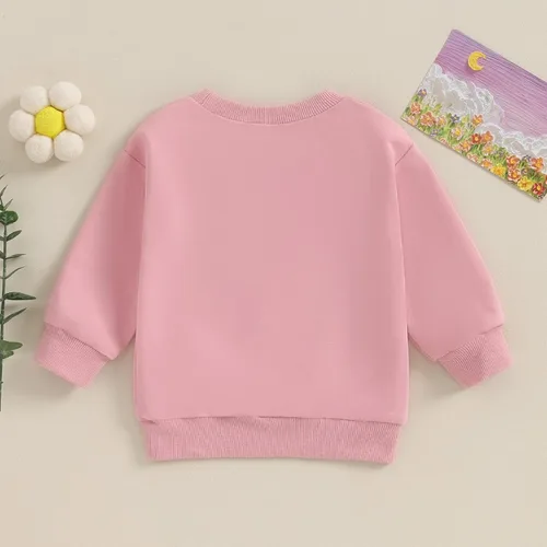 Vista 3 de BULINGNA Sudadera casual para bebé niña de otoño e invierno, letras bordadas, manga larga
