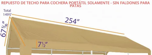 Vista 2 de Impact Toldo de repuesto para toldo de cochera de 10 x 20, color marrón - Solo parte superior
