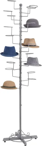Vista 8 de MyGift Soporte grande de pie para sombreros, soporte organizador de gorra de béisbol, exhibición de peluca al por menor con 20 ganchos circulares