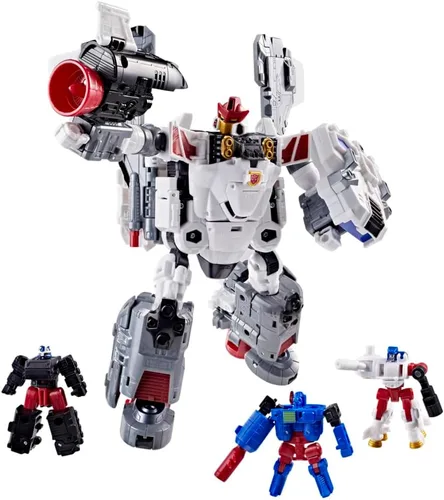 Vista 6 de Transformers Age of the Primes Armada Jetfire, Figura de acción de conversión de clase Commander de 8 pulgadas con 3 figuras Mini-Con, juguetes