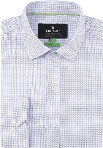 Vista 11 de Tom Baine Camisa de hombre ajustada de manga larga de alto rendimiento geométrica casual con botones