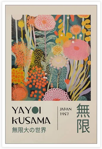 Vista 21 de Pósteres vintage de Ya yoi Kusama The Infinity Big World, arte de pared, arte de pared abstracto de habitación y estética, arte de pared hermoso