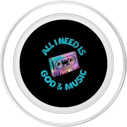 Vista 2 de God & Music Vintage Cassette Tape, Retro Boombox Faith Tee PopSockets MagSafe PopGrip for iPhone