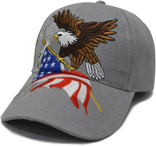 Vista 9 de FLYOUTH - Gorra de béisbol creativa con diseño de águila y bandera de Estados Unidos, gorra bordada con visera