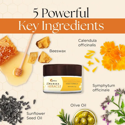 Vista 5 de UpWellness Manuka Miracle - Loción de miel de manuka 100% natural, crema de miel de manuka para una piel suave y radiante, formulada por médicos