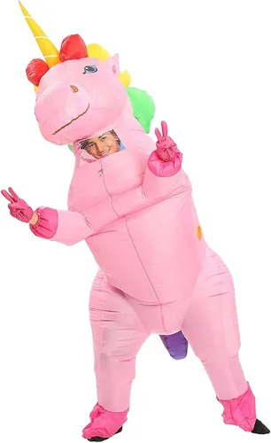 Vista 5 de JYZCOS Adult Size Unicorn Inflatable Costume for Halloween Party Full Body Unisex Blowup Suit