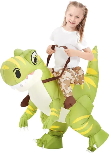 Vista 3 de GOOSH Inflatable Dinosaur Costume Kids Halloween Blow up Costume for Boy Girl Funny Riding Dinosaur Costume for Party Cosplay
