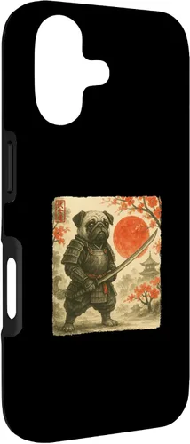 Vista 3 de Pug Samurai Japanese Warrior Costume Sumi-e Art Funny Case for iPhone 17