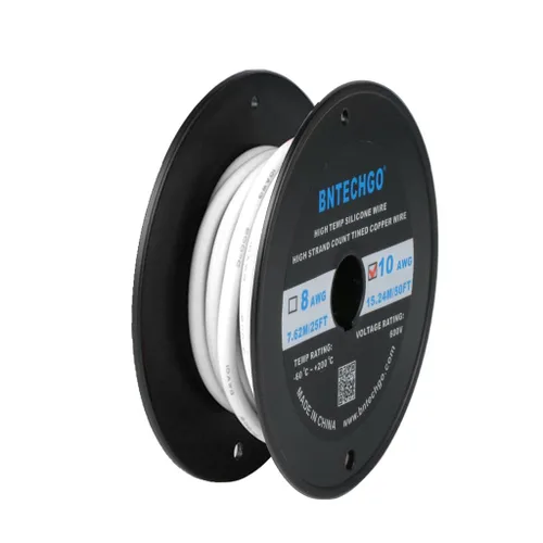 Vista 23 de BNTECHGO Carrete de alambre de silicona calibre 10 de 25 pies, alambre de cobre estañado trenzado de 10 AWG, color azul flexible