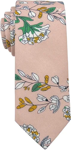 Vista 25 de Corbata de algodón floral para hombre, corbata delgada impresa de 2.56'' 01-Bean Pasta Rosa