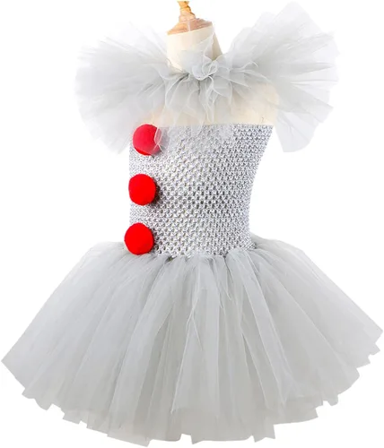 Vista 2 de Bonito vestido de tutú para niños pequeños disfraz de payaso de Halloween cosplay para niñas