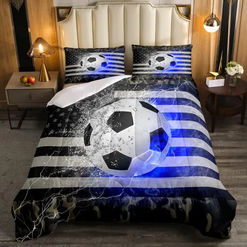 Vista 40 de Erosebridal Juego de edredón de bandera estadounidense tamaño individual para niños y adolescentes, juego de ropa de cama de camuflaje, edredón