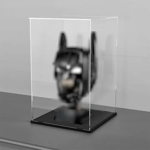 Vista 4 de Vitrina de acrílico transparente para juguetes coleccionables, caja de acrílico para ensamblar, escaparate de protección a prueba de polvo con base