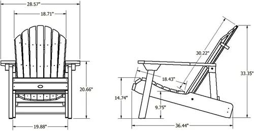 Vista 3 de Highwood Hamilton - Silla Adirondack plegable y reclinable fabricada en Estados Unidos, tamaño adulto, eucalipto
