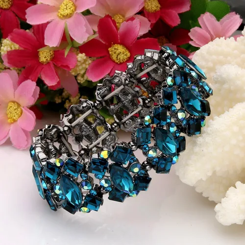 Vista 3 de EVER FAITH Pulsera elástica de novia elegante estilo vintage para mujer