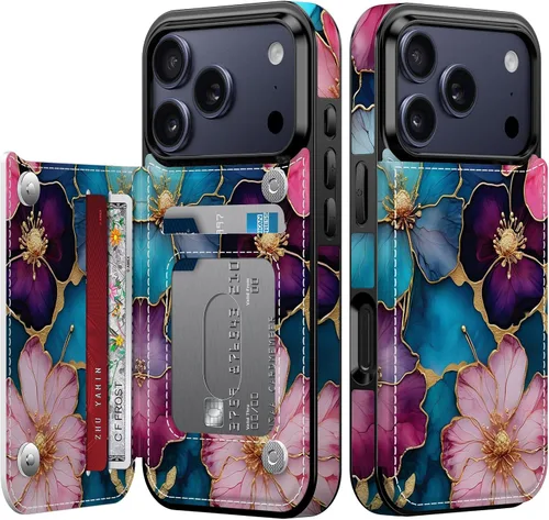Vista 34 de FUNMIKO Funda tipo cartera para iPhone 15 con tarjetero + clip para efectivo, bloqueo RFID, protección contra caídas de grado militar y obras
