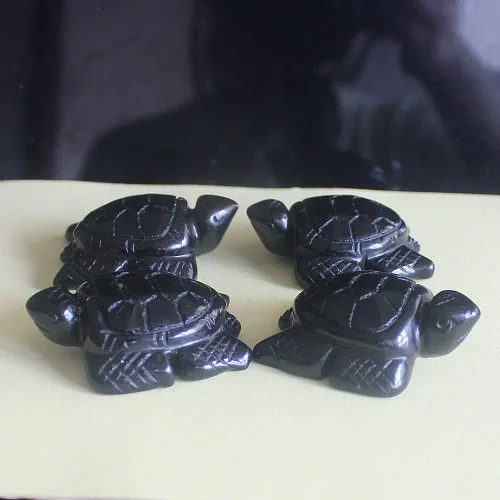 Vista 5 de Estatua de tortuga marina de cristal tallada a mano de 2 pulgadas para decoración del hogar (obsidiana negra)