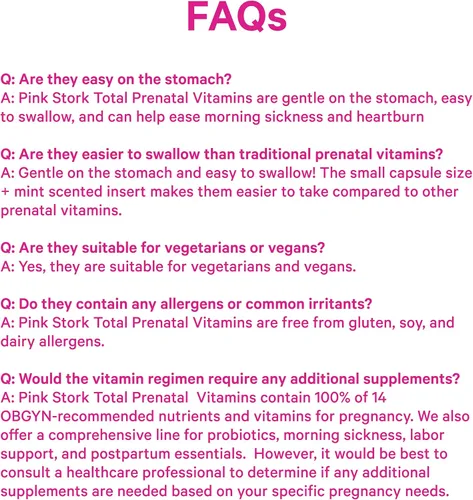 Vista 8 de Pink Stork Vitaminas prenatales totales para mujeres DHA vegano, metilfolato, hierro, colina, vitamina B12 Nutrición preconceptiva Sin eructos