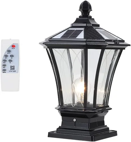 Vista 8 de Luces de poste al aire libre, luz solar nórdico IP55 para exteriores, impermeable, luz de jardín para el hogar, valla de puerta, luz de jardín Latón