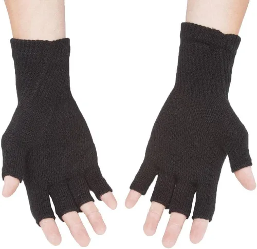 Vista 2 de Gravity Threads Guantes de invierno unisex para hombre y mujer, de punto elástico, sin dedos