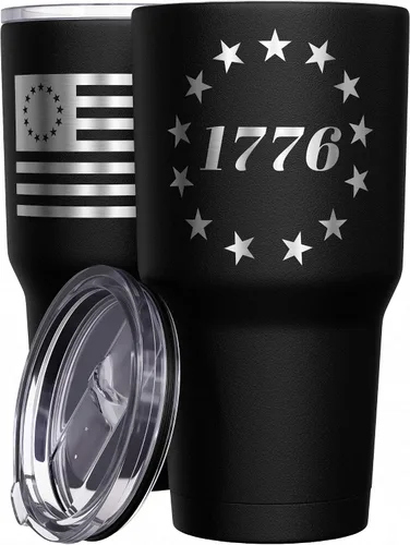 Vista 64 de We The People Holsters - Vaso térmico de 30 onzas, 0% Liberal, Negro