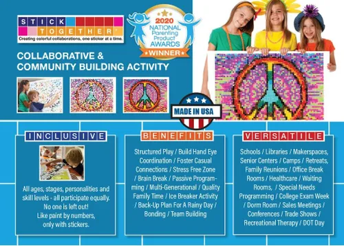 Vista 3 de Kits de póster gigante de rompecabezas de mosaico Proyecto grupal Pinta con calcomanías sin ensuciar Actividad para quedarse en casa Aula
