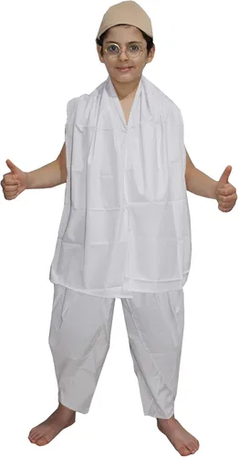 Vista 4 de Kaku Fancy Dresses National HeroFreedom Figter Gandhi Ji Disfraz - Blanco, 3-4 años, para niños