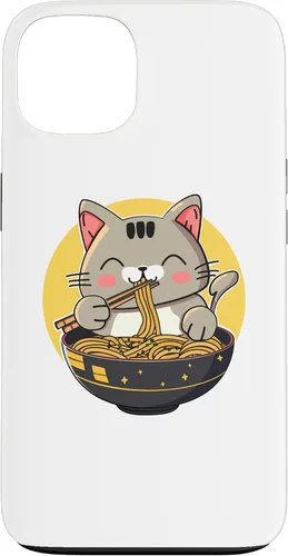 Vista 7 de Funda para iPhone 12/12 Pro Ramen Cat Kawaii Anime Merch Japonés Divertido Neko Noodle Bowl Case