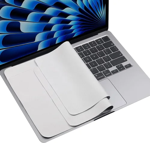 Vista 12 de Paquete de 2 paños de limpieza de microfibra de 13 pulgadas con protección de impresión de teclado de pantalla, accesorios protectores de teclado