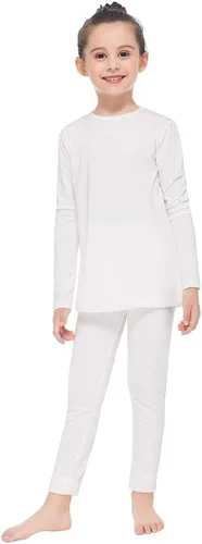 Vista 28 de MANCYFIT Conjunto de ropa interior térmica para niñas, con forro polar largo, capa base ultra suave Rosa bebé