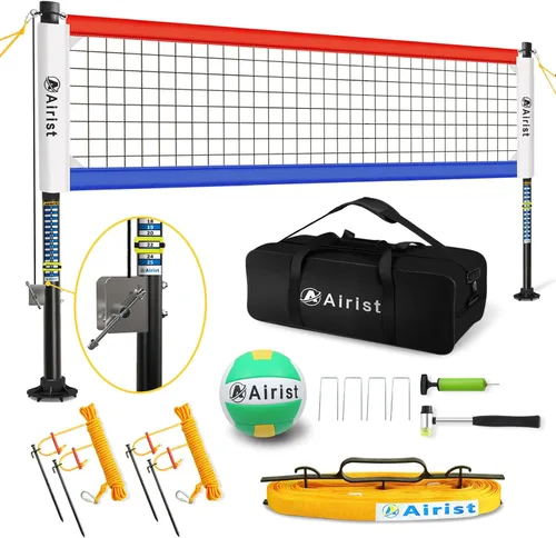 Vista 9 de Red de Voleibol de Servicio Pesado para Exteriores con Sistema de Acero Anti-Combado, Postes de Aluminio Ajustables, Juego de Redes Profesionales
