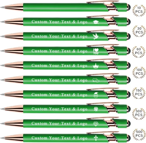 Vista 15 de Bolígrafos personalizados a granel, bolígrafos personalizados con nombre/logotipo en ambos lados, regalo de tinta negra, bolígrafo grabado con lápiz