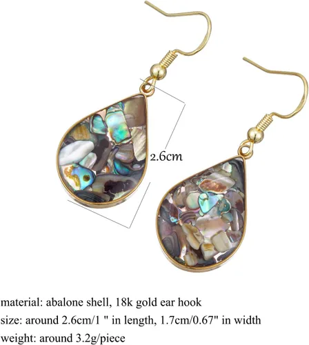 Vista 5 de Aretes de piedra natural para mujer, con piedras curativas, hipoalergénicas, ligeros, colgantes de múltiples estilos, joyería para regalo de fiesta