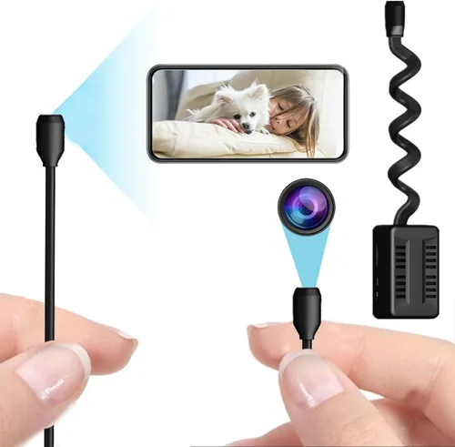 Vista 2 de Zyyini , Cámara de seguridad HD 1080P Lente flexible, cámara pequeña, conversación de 2 vías, detección de movimiento, monitor remoto, batería