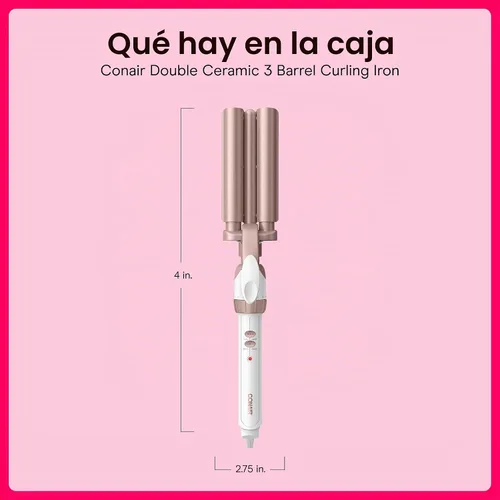 Vista 7 de Conair Rizador y herramienta para el cabello ondulado, triple barril, blanco/oro rosa