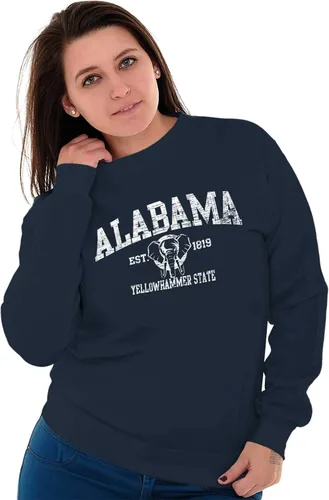 Vista 5 de Sudadera de orgullo de elefante de martillo amarillo de Alabama para hombre o mujer, marino