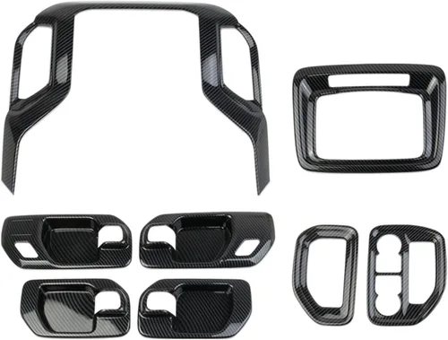 Vista 6 de Kit de tablero de consola central de fibra de carbono para Chevy Silverado/GMC Sierra 1500 2500 3500 2019-2026 (juego de 8 piezas)