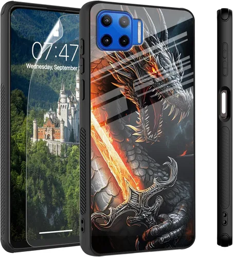 Vista 10 de Funda para Motorola Moto Edge 2022, cubierta trasera de vidrio templado con protector de pantalla, funda protectora a prueba de golpes para Motorola