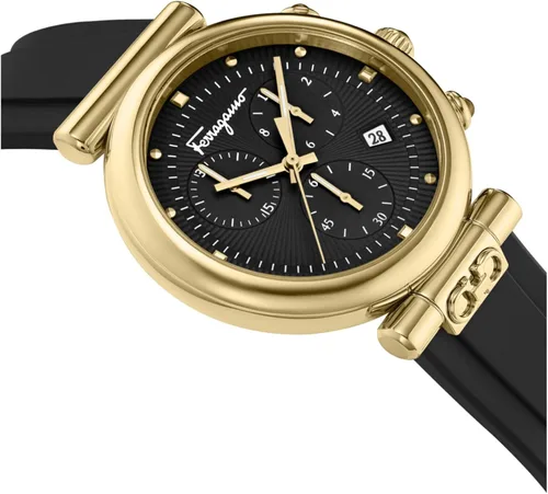 Vista 3 de Salvatore Ferragamo Reloj de cuarzo con cronógrafo de acero inoxidable para mujer con correa de silicona negro 20 Modelo SFYB00221