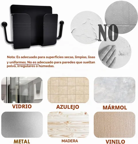 Vista 4 de BlingKingdom - Soporte de pared adhesivo para teléfono con orificio