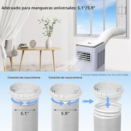 Vista 3 de Kit portátil de ventilación de ventana de CA con 6 placas para ventanas correderas/puertas
