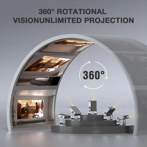 Vista 2 de Aplicación con licencia oficial y 2000 ANSI: Mini proyector inteligente con WiFi y Bluetooth, VISSPL Native 1080P Auto Focus y Keystone Proyector