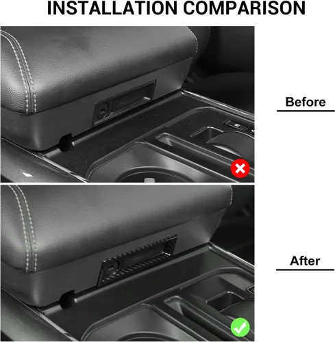 Vista 7 de Jimen Compatible con Ford F150 2021-2023, consola central reposabrazos caja interruptor botón cubierta marco (fibra de carbono)