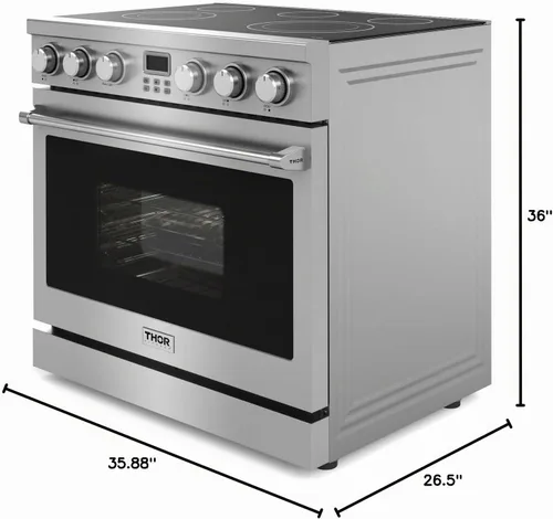 Vista 8 de THOR Kitchen Cocina eléctrica profesional de 36 pulgadas en acero inoxidable - Modelo ARE36