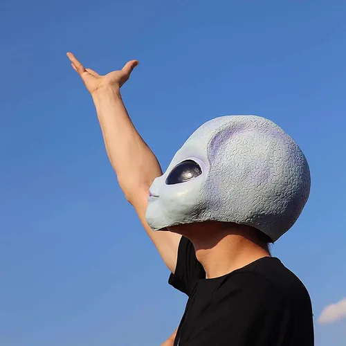 Vista 7 de ifkoo Máscara realista de látex para bebé alienígena, disfraz de Halloween para adultos, color azul (Alien)