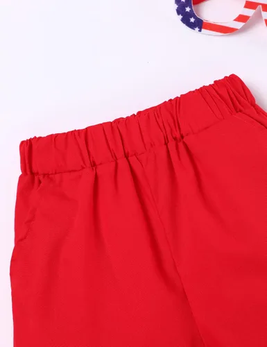 Vista 5 de Conjunto de ropa de verano para el 4 de julio, para el Día de la Independencia, camisa y pantalones cortos